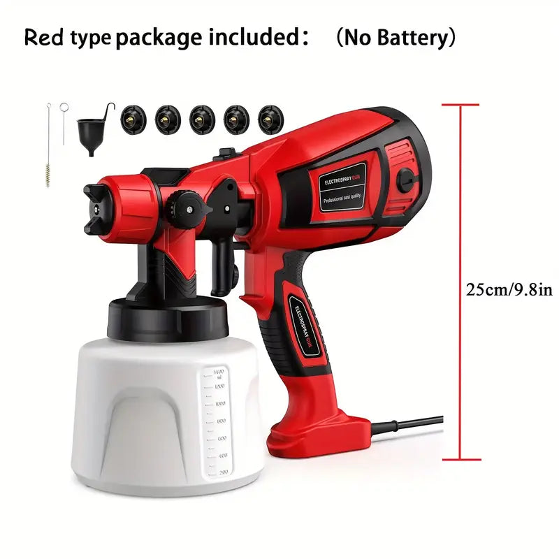High Pressure Paint Sprayer Electric Airless HVLP Spray Gun, 3 Spray Patterns, Electric Paint Sprayer 27.05oz Container, Easy to Clean for House Painting, Furniture, Cabinets, Fence,