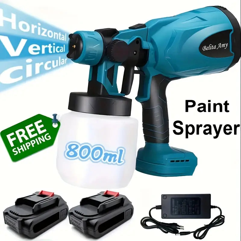 High Pressure Paint Sprayer Electric Airless HVLP Spray Gun, 3 Spray Patterns, Electric Paint Sprayer 27.05oz Container, Easy to Clean for House Painting, Furniture, Cabinets, Fence,